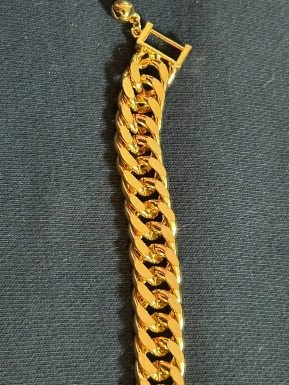 Men's Heavy Gold Double Cuban Link Bracelet With Safety Chain